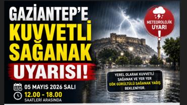 GAZİANTEP İÇİN KUVVETLİ SAĞANAK UYARISI