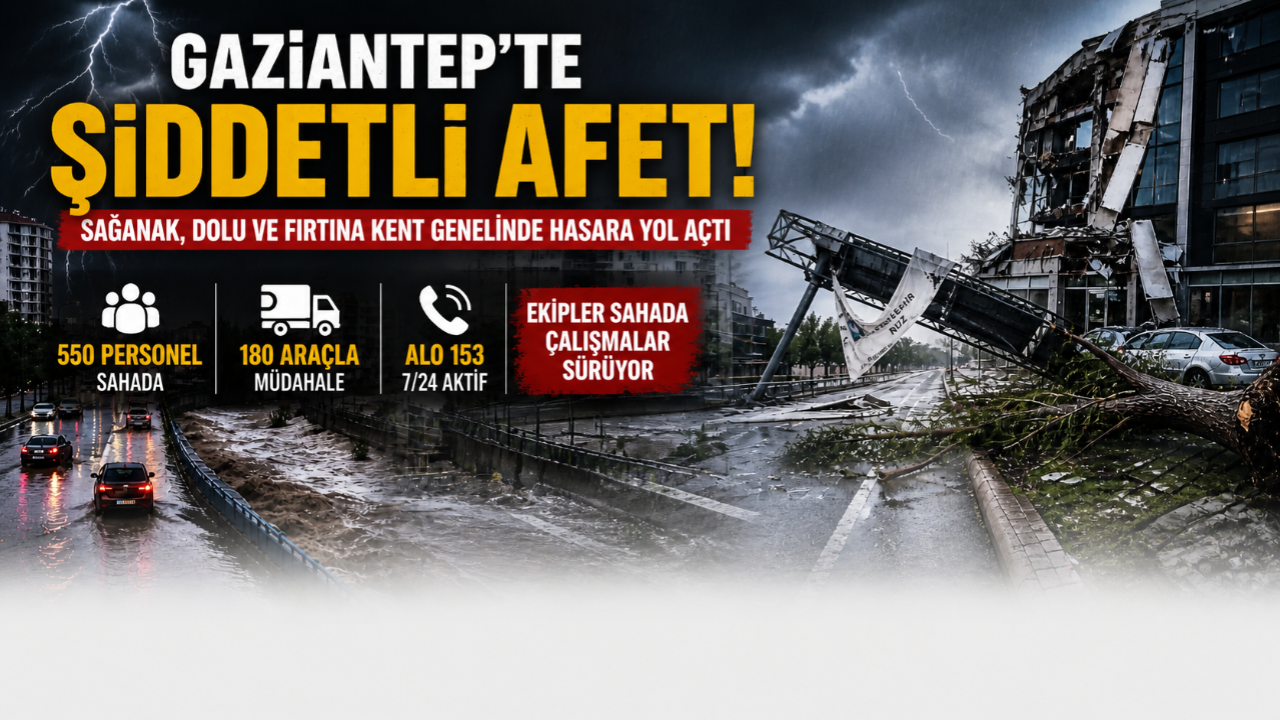 GAZİANTEP’TE ŞİDDETLİ AFET: EKİPLER SEFERBER OLDU