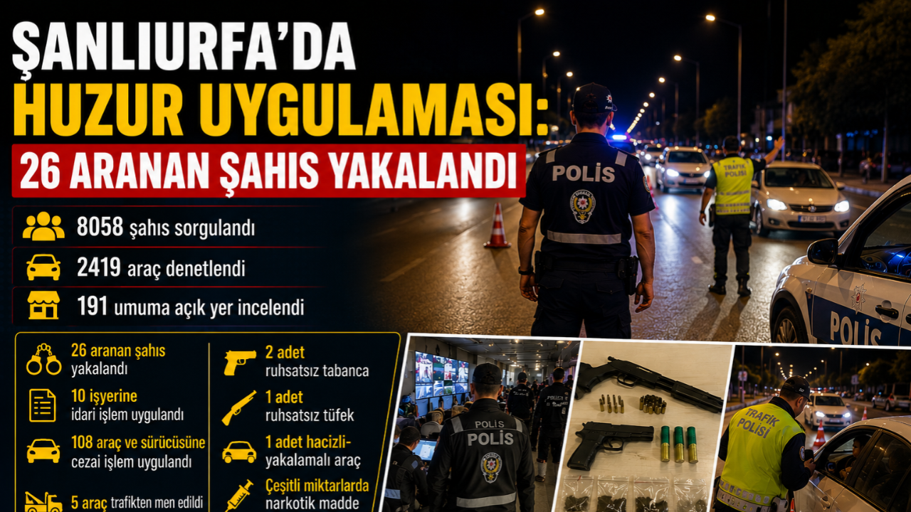 Şanlıurfa'da huzur uygulamasında 26 gözaltı