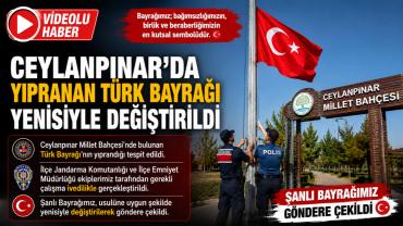 Yıpranan Türk Bayrağı jandarma tarafından değiştirildi