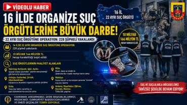 16 İlde Organize Suç Örgütlerine operasyon